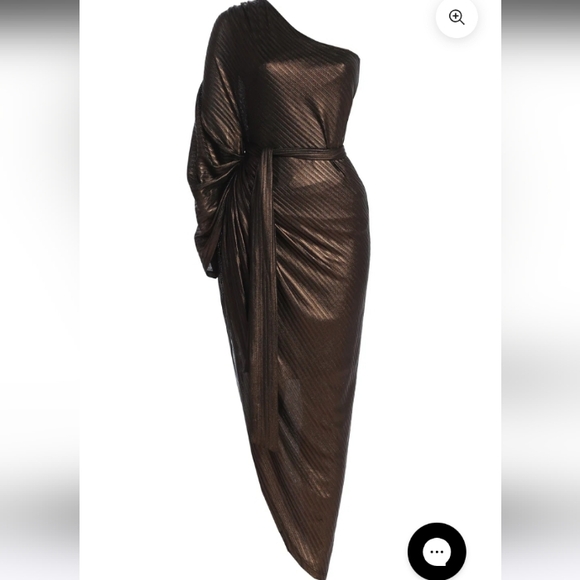 JLUXLABEL Metallic Bronze One-Shoulder Dress, Small - Picture 7 of 11
